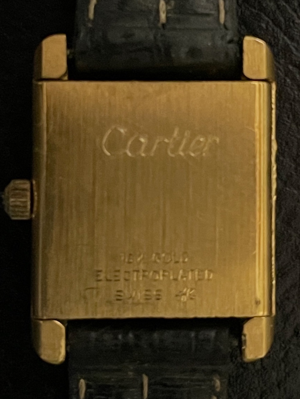 1970’s Vintage Must De Cartier Tank, Gold Plated, Sapphire Cabochon, Manual Wind - Picture 9 of 15